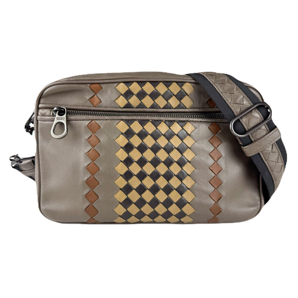 Bottega Veneta Shoulder Bag Intrecciato leather brown x black Beige Cream